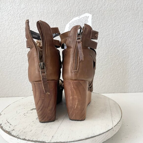 NEW Lane Boots BECCA Womens Brown Wedges 8.5 Western Sandals Cowgirl Wooden Heel - Picture 3 of 11